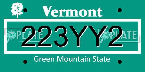 223YY2 Vermont License Plate