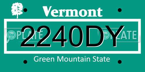 2240DY Vermont License Plate