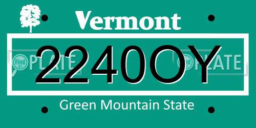 2240OY Vermont License Plate