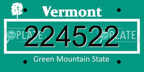 224522 Vermont License Plate