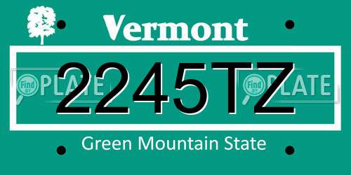 2245TZ Vermont License Plate
