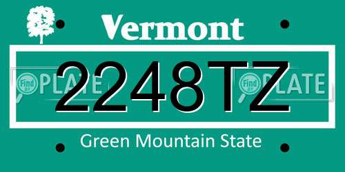 2248TZ Vermont License Plate