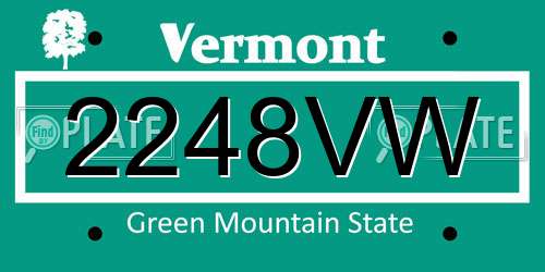 2248VW Vermont License Plate