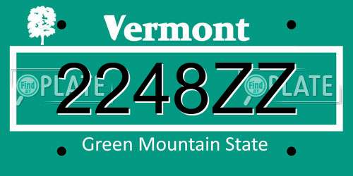 2248ZZ Vermont License Plate