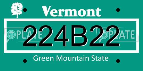 224B22 Vermont License Plate