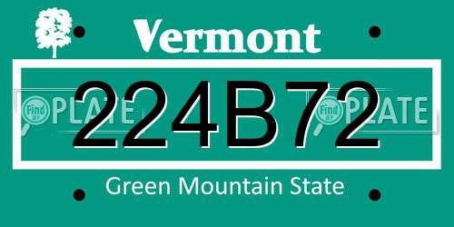 224B72 Vermont License Plate