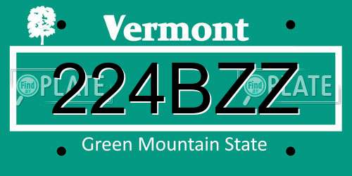 224BZZ Vermont License Plate