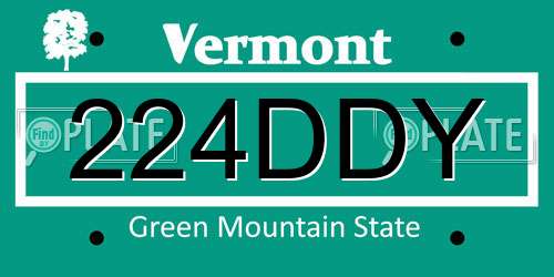 224DDY Vermont License Plate