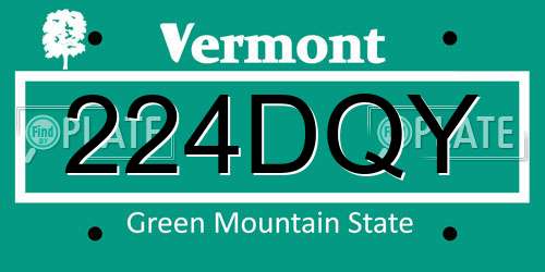 224DQY Vermont License Plate