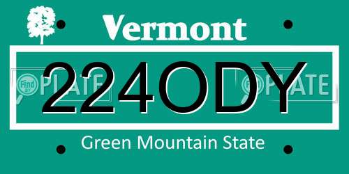 224ODY Vermont License Plate