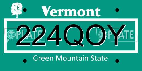 224QOY Vermont License Plate