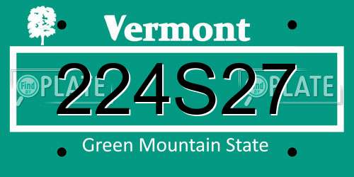 224S27 Vermont License Plate
