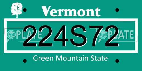224S72 Vermont License Plate