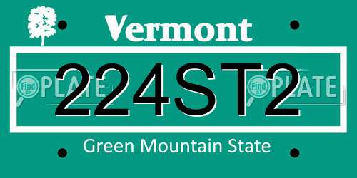 224ST2 Vermont License Plate