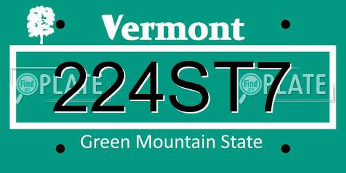 224ST7 Vermont License Plate