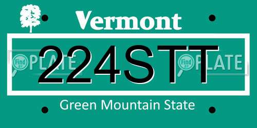 224STT Vermont License Plate