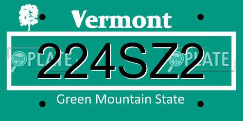 224SZ2 Vermont License Plate