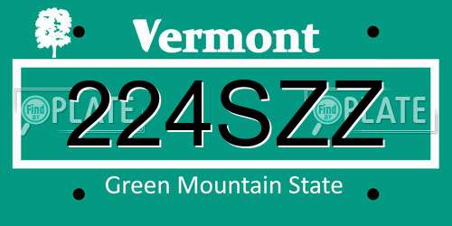 224SZZ Vermont License Plate