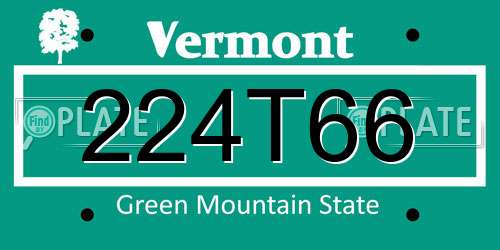 224T66 Vermont License Plate
