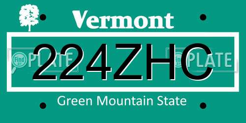 224ZHC Vermont License Plate