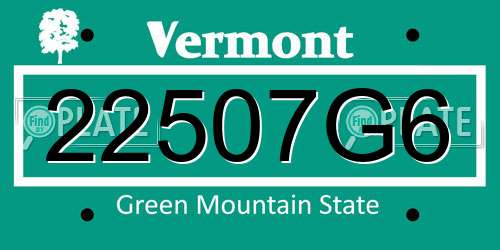 22507G6 Vermont License Plate