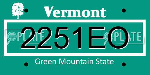2251EO Vermont License Plate