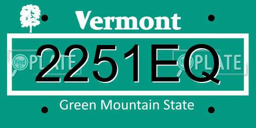 2251EQ Vermont License Plate