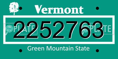 2252763 Vermont License Plate