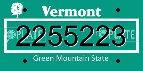 2255223 Vermont License Plate