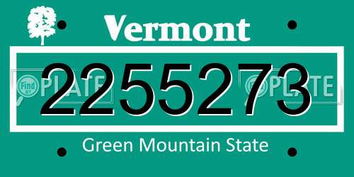 2255273 Vermont License Plate