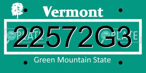 22572G3 Vermont License Plate