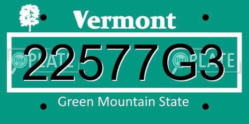 22577G3 Vermont License Plate