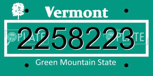 2258223 Vermont License Plate