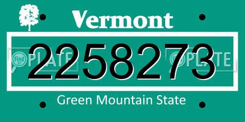 2258273 Vermont License Plate