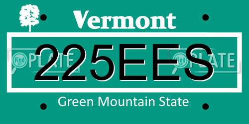 225EES Vermont License Plate