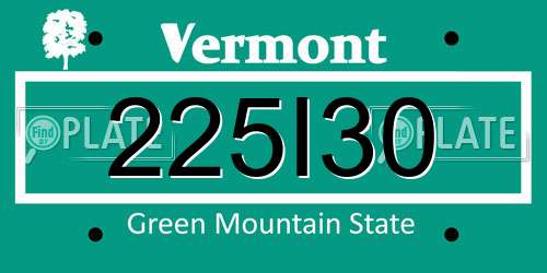 225I30 Vermont License Plate