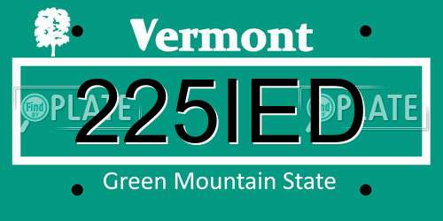 225IED Vermont License Plate