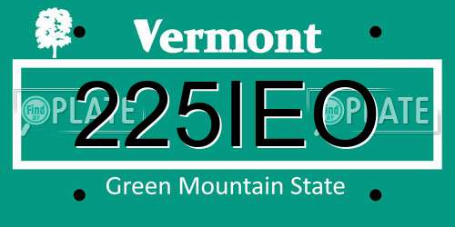 225IEO Vermont License Plate