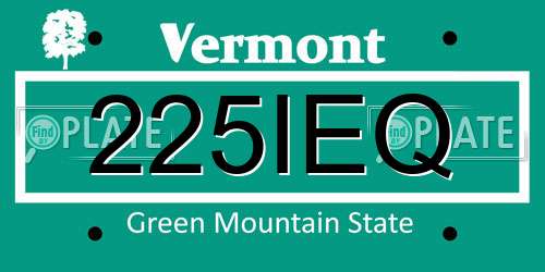 225IEQ Vermont License Plate