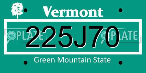225J70 Vermont License Plate