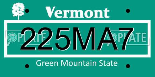 225MA7 Vermont License Plate