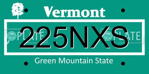 225NXS Vermont License Plate