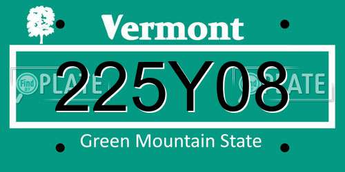 225Y08 Vermont License Plate