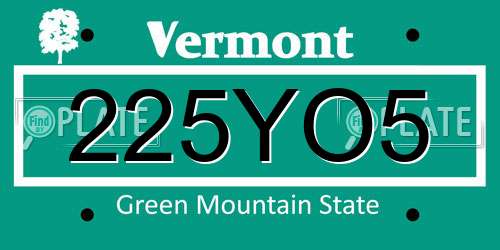 225YO5 Vermont License Plate