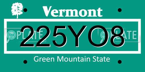 225YO8 Vermont License Plate