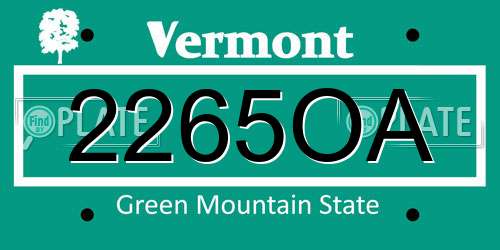 2265OA Vermont License Plate