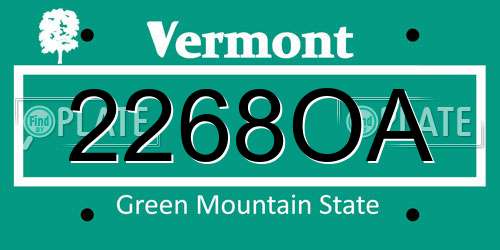 2268OA Vermont License Plate