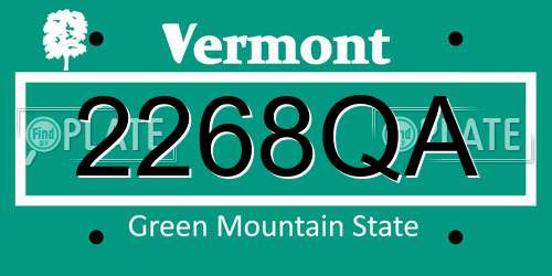 2268QA Vermont License Plate
