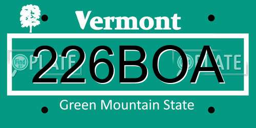 226BOA Vermont License Plate