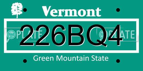 226BQ4 Vermont License Plate